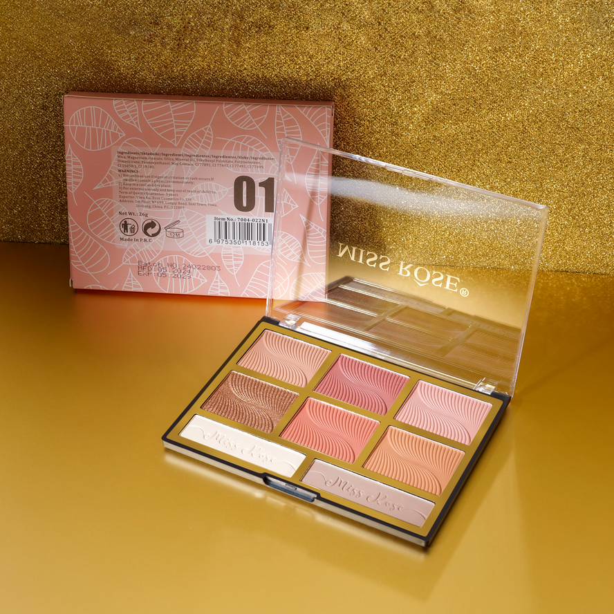 Miss Rose 6 Color Blush & 2 Color Contour Palette