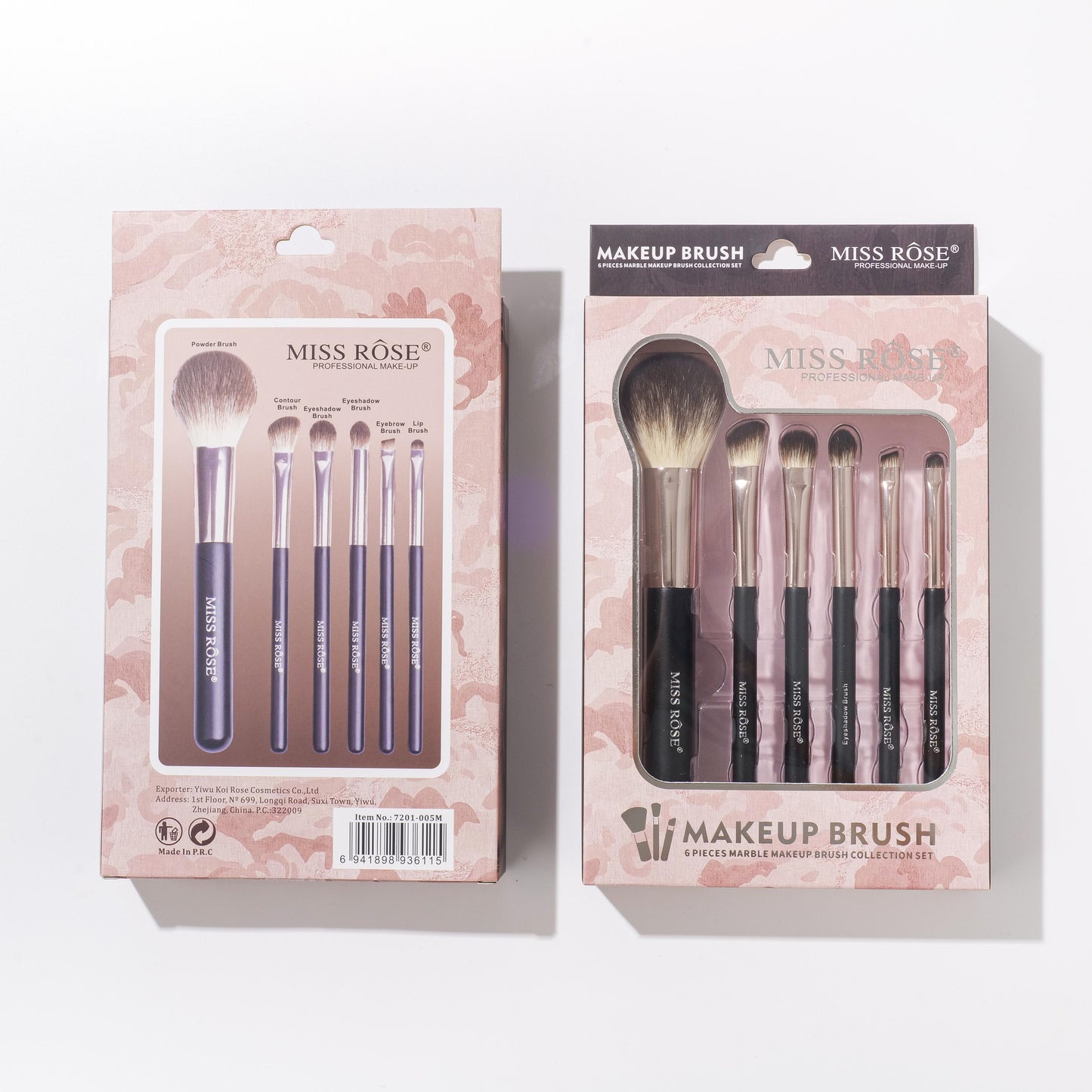 Miss Rose Makeup Brush Set (6 Piece)