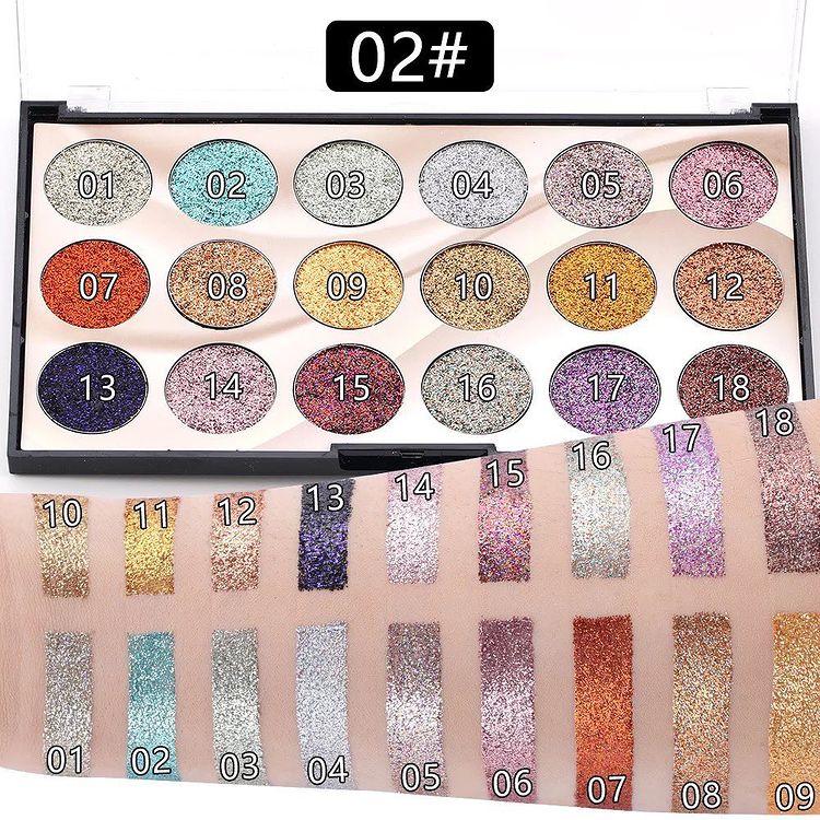 MISS ROSE 18-Color Glitter Eyeshadow Palette
