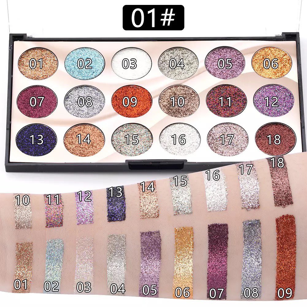 MISS ROSE 18-Color Glitter Eyeshadow Palette