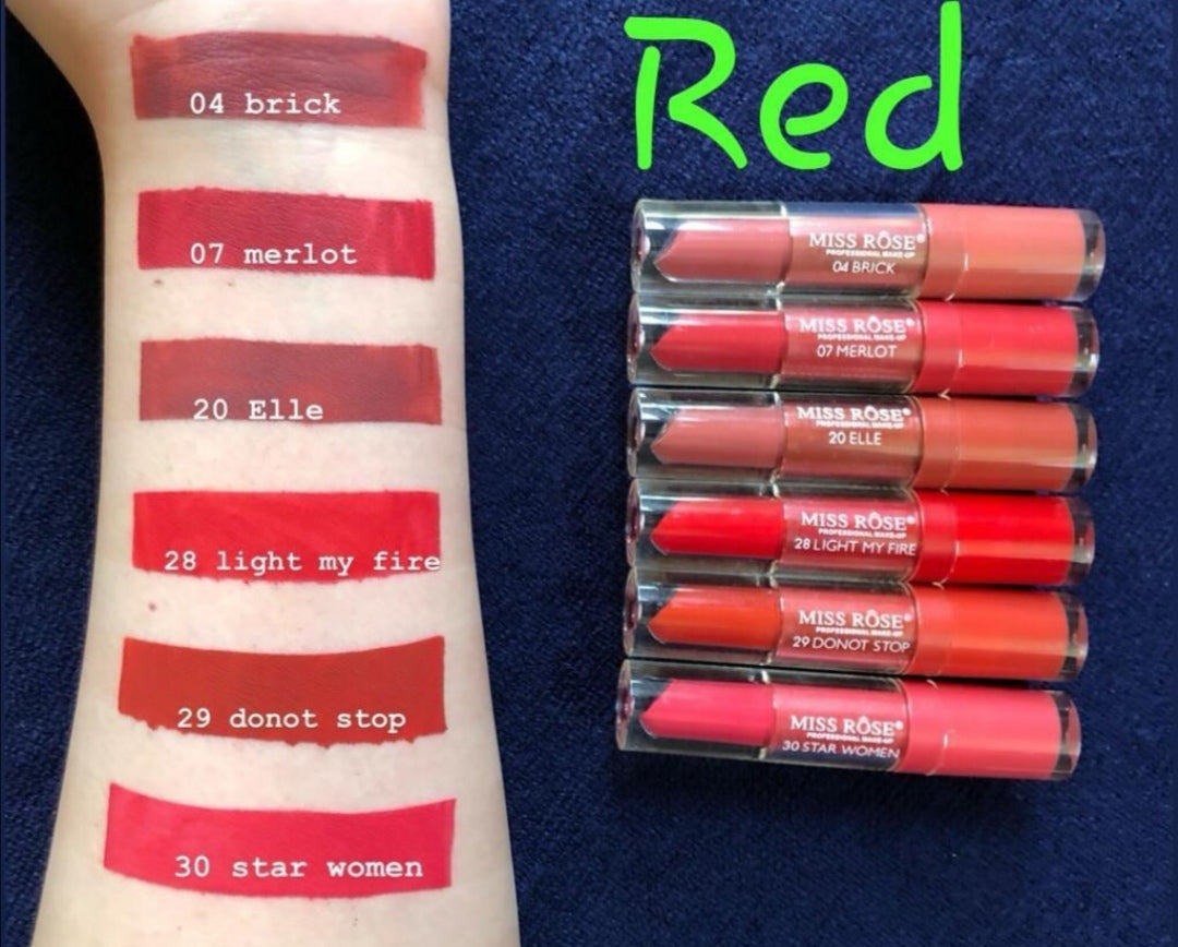 MISS ROSE Set of 6 Waterproof Matte Liquid Lip Gloss