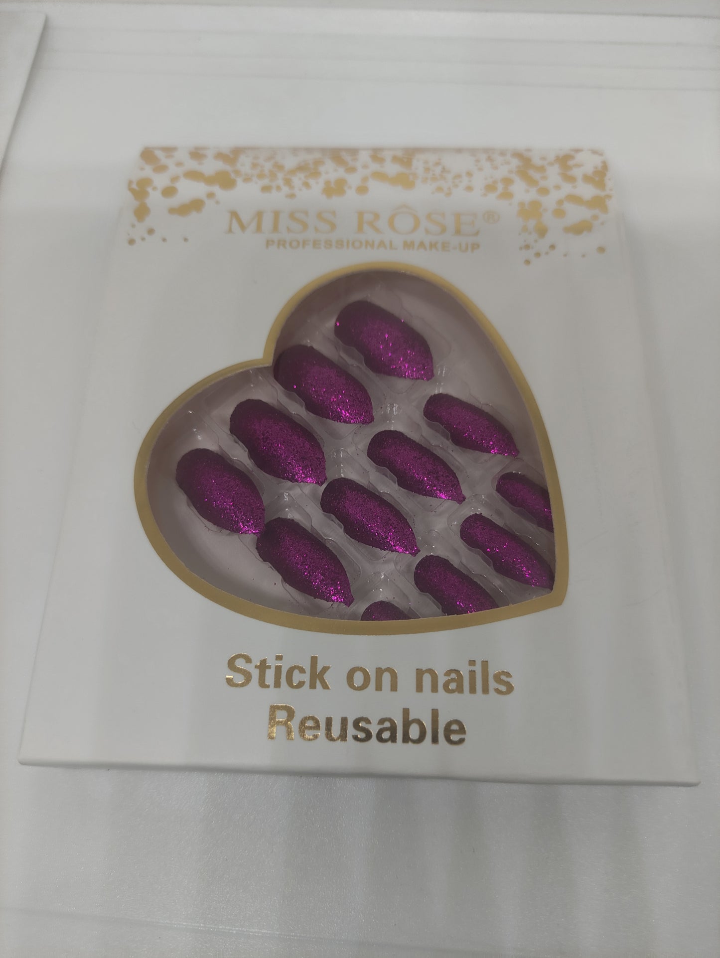Miss Rose Glitter Chunks Nails