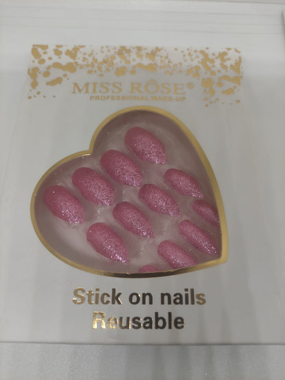 Miss Rose Glitter Chunks Nails