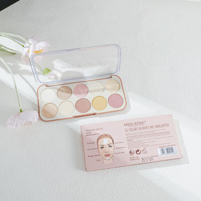 Miss Rose 10 Color Heaven Hue Highlighter Palette