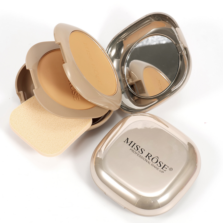 Miss Rose Pink Metallic Mirror Dual Compact Powder