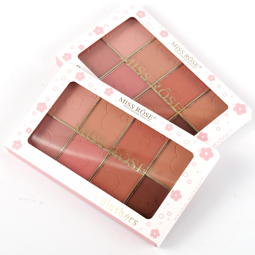 Miss Rose 8 Color Gold Brick Blushers
