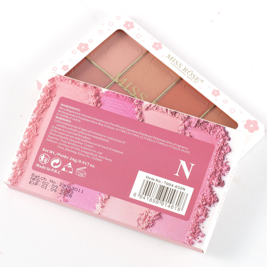 Miss Rose 8 Color Gold Brick Blushers