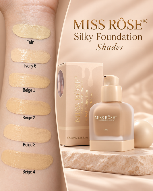 Miss Rose Perfect Fitting Skin Silky Foundation Shades and Swatches for Pakistani Skin Tones