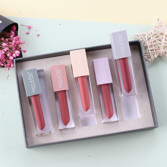 Miss Rose long lasting waterproof velvet matte Lip Gloss (Set of 5)