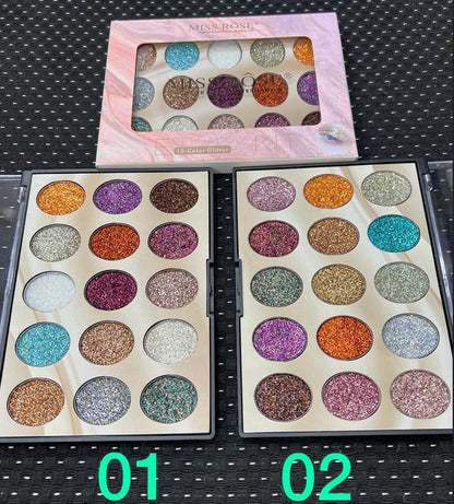 Miss Rose 15 Color Sequin Glitter Palette