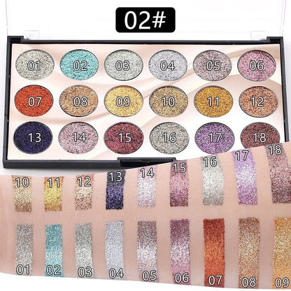 MISS ROSE 18-Color Glitter Eyeshadow Palette