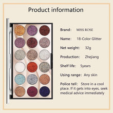 Load image into Gallery viewer, MISS ROSE 18-Color Glitter Eyeshadow Palette

