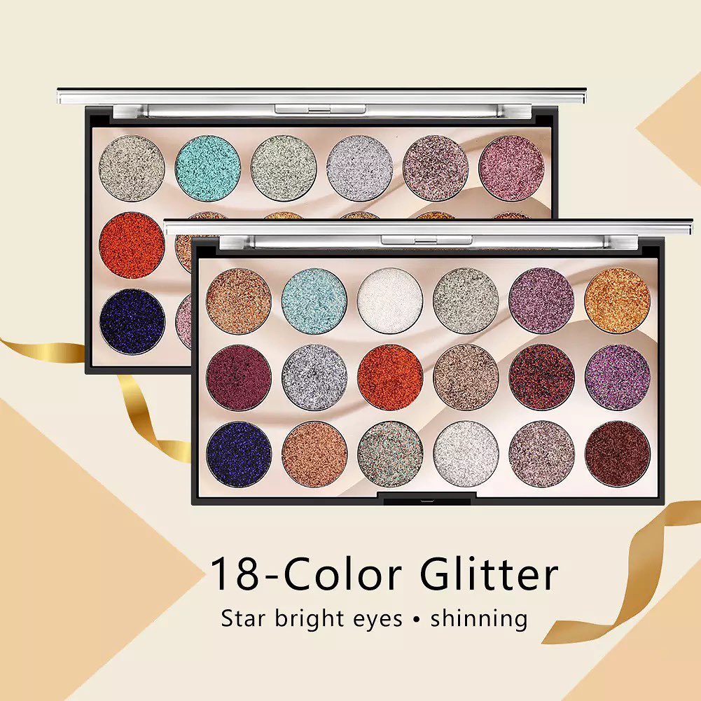 MISS ROSE 18-Color Glitter Eyeshadow Palette