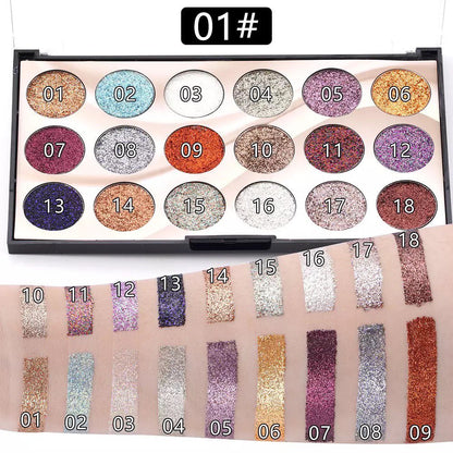MISS ROSE 18-Color Glitter Eyeshadow Palette