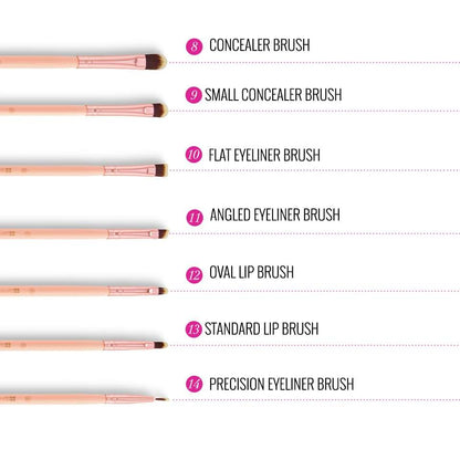 BH Chic 14 Piece Makeup Brush Set With Zip Bag