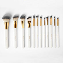 Load image into Gallery viewer, 12 Pieces BH White &amp; Pink Studded Elegance Makeup Brush Set
