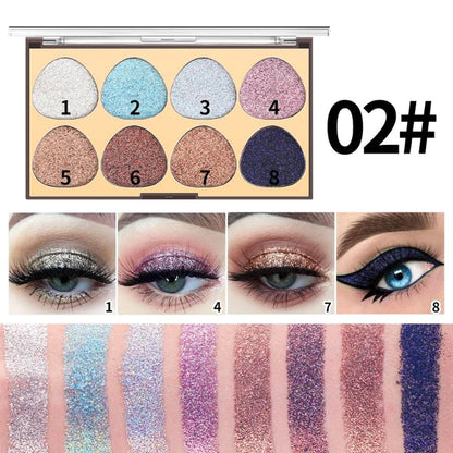 MISS ROSE 8 Colors Glitter Eyeshadow Palette (NEW)